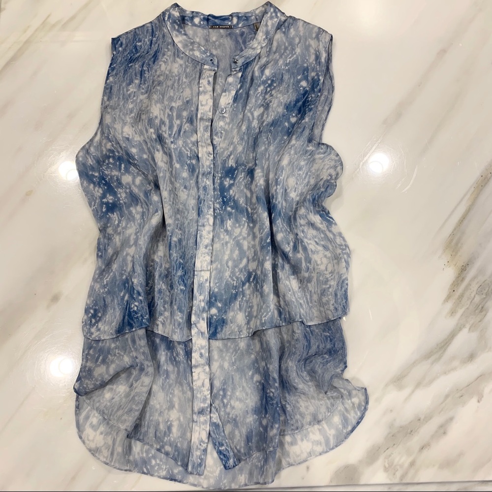 Elie Tahari Tie Dye Sleeveless Silk Blouse